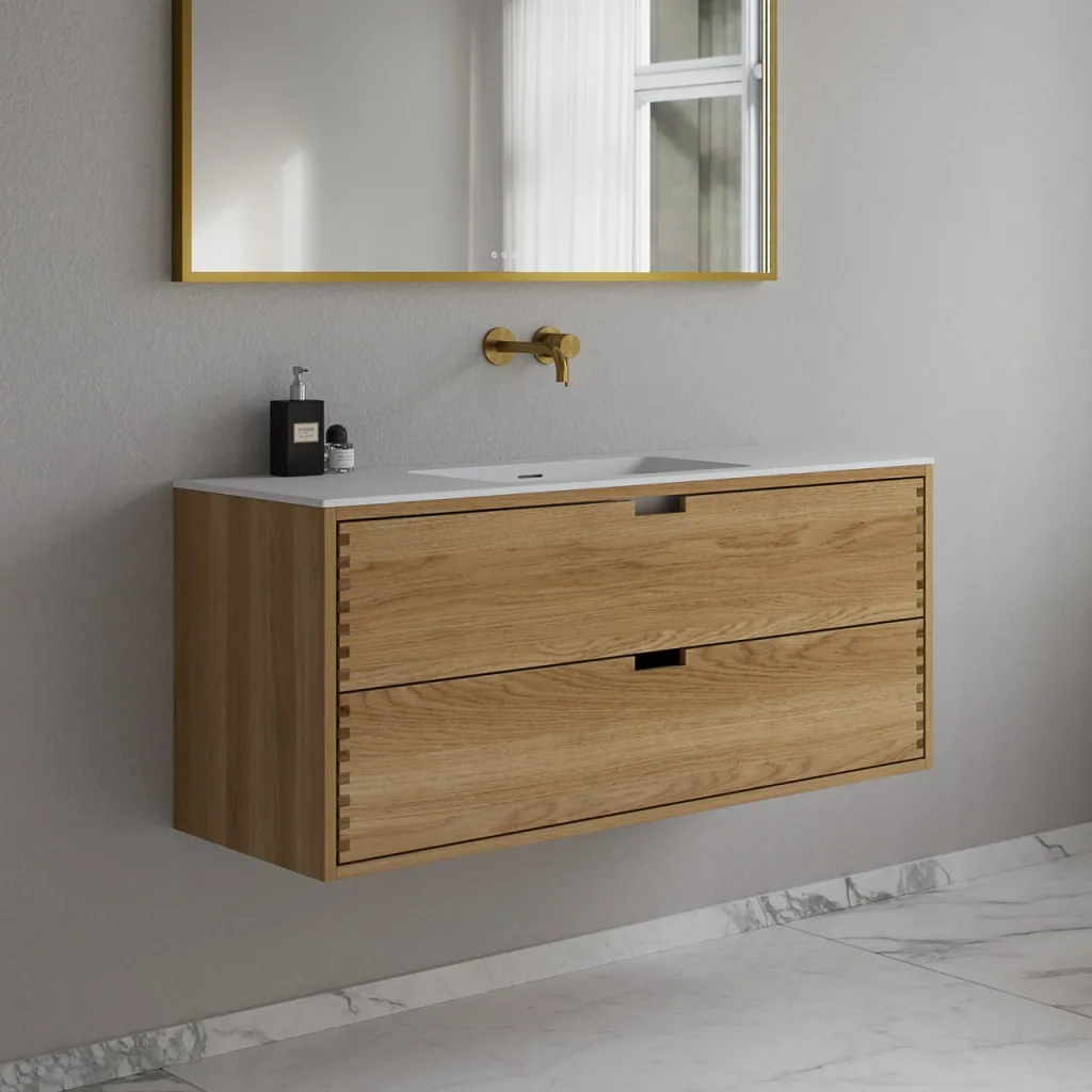 CPH Tapwork Soho 120 - MKIII, Fingergängade skåp i naturek inkl. mattvit SolidTec® diskho