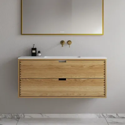 CPH Tapwork Soho 120 - MKIII, Fingergängade skåp i naturek inkl. mattvit SolidTec® diskho