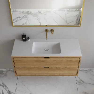 CPH Tapwork Soho 120 - MKIII, Fingergängade skåp i naturek inkl. mattvit SolidTec® diskho