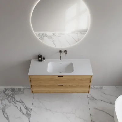 CPH Tapwork Soft 120 - MKIII, Fingergängade skåp i naturek inkl. mattvit SolidTec® diskho