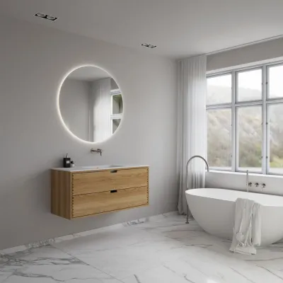 CPH Tapwork Soft 120 - MKIII, Fingergängade skåp i naturek inkl. mattvit SolidTec® diskho