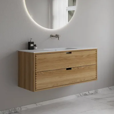 CPH Tapwork Soft 120 - MKIII, Fingergängade skåp i naturek inkl. mattvit SolidTec® diskho