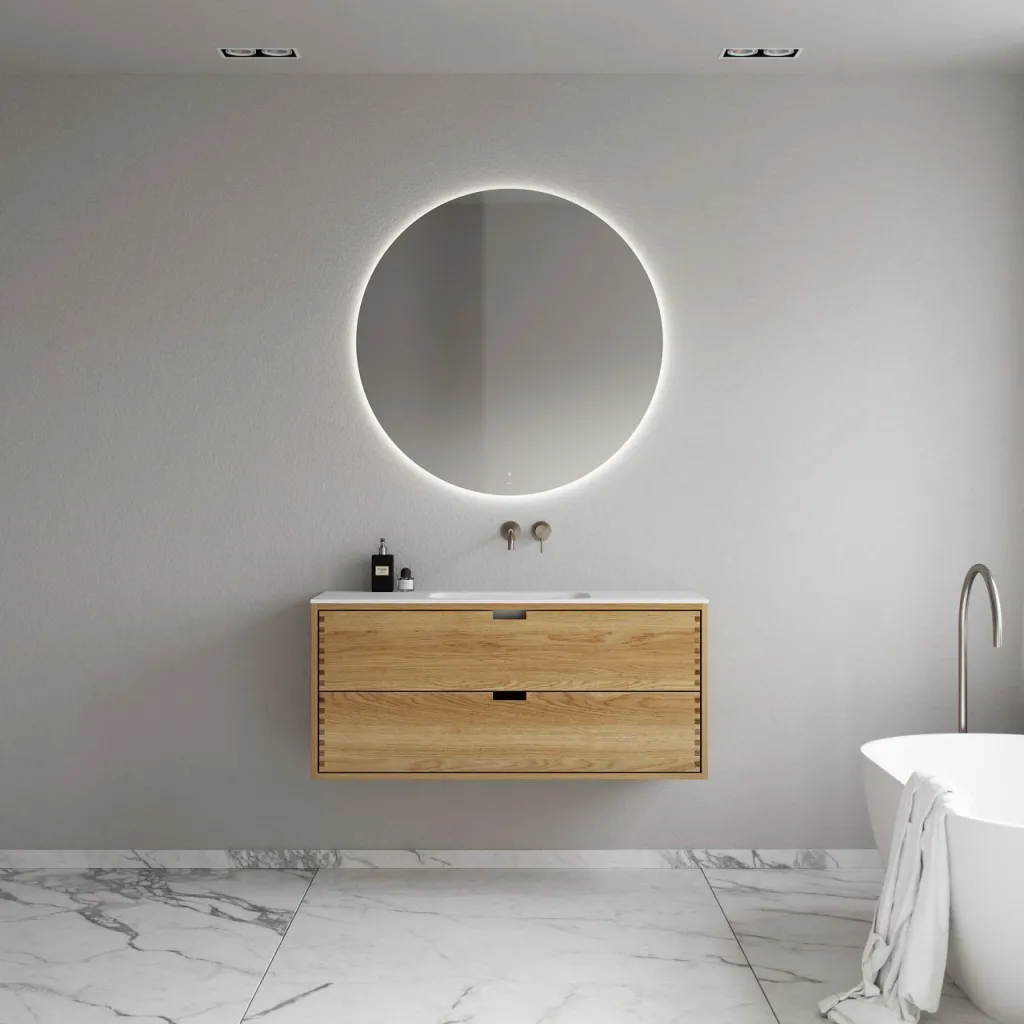 CPH Tapwork Soft 120 - MKIII, Fingergängade skåp i naturek inkl. mattvit SolidTec® diskho