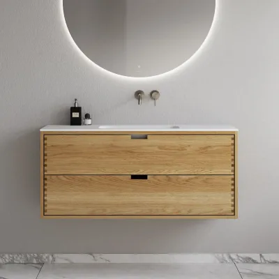 CPH Tapwork Soft 120 - MKIII, Fingergängade skåp i naturek inkl. mattvit SolidTec® diskho