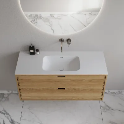 CPH Tapwork Soft 120 - MKIII, Fingergängade skåp i naturek inkl. mattvit SolidTec® diskho