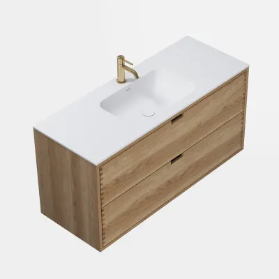 CPH Tapwork Soft 120 - MKIII, Fingergängade skåp i naturek inkl. mattvit SolidTec® diskho