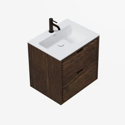 CPH Tapwork Soho 60 - MKIII, Fingergängade skåp i rökt ek inkl. mattvit SolidTec® diskho