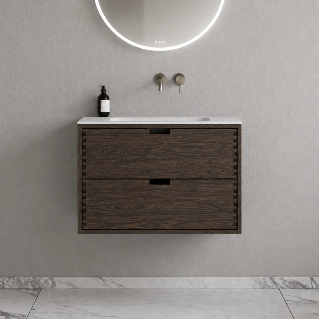 CPH Tapwork Soho 80 - MKIII, Fingergängade skåp i rökt ek inkl. mattvit SolidTec® diskho
