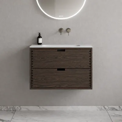 CPH Tapwork Soho 80 - MKIII, Fingergängade skåp i rökt ek inkl. mattvit SolidTec® diskho