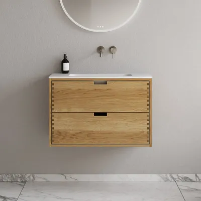 CPH Tapwork Soft 80 - MKIII, Fingergängade skåp i naturek inkl. Mathvid SolidTec® diskho