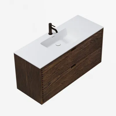 CPH Tapwork Soho 120 - MKIII, Fingergängade skåp i rökt ek inkl. mattvit SolidTec® diskho