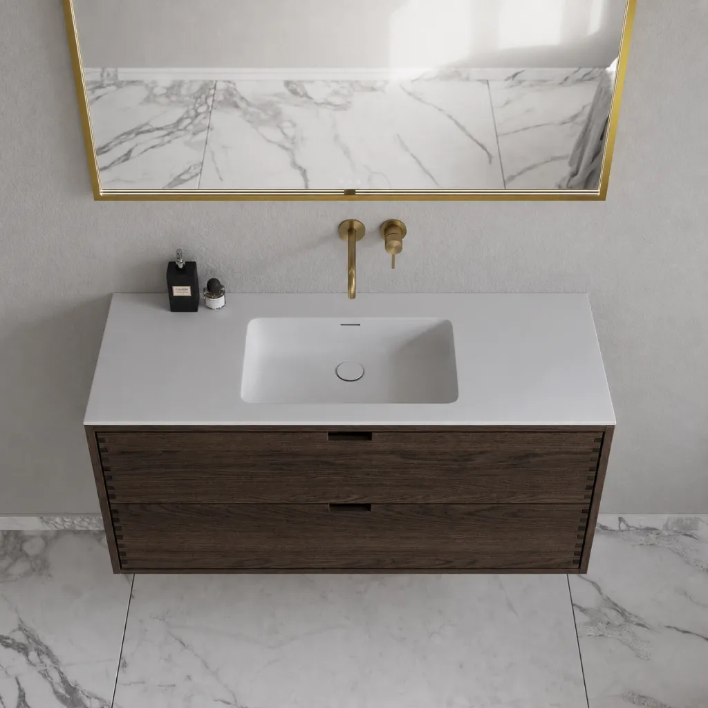 CPH Tapwork Soho 120C - MKIII, Fingergängade skåp i rökt ek inkl. mattvit SolidTec® diskho