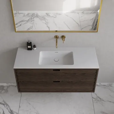 CPH Tapwork Soho 120C - MKIII, Fingergängade skåp i rökt ek inkl. mattvit SolidTec® diskho
