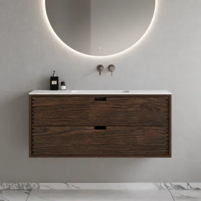 CPH Tapwork Soho 120 - MKIII, Fingergängade skåp i rökt ek inkl. mattvit SolidTec® diskho