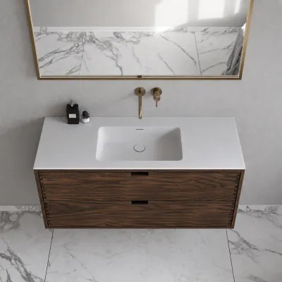 CPH Tapwork Soho 120 - MKIII, Fingergängade skåp i rökt ek inkl. mattvit SolidTec® diskho