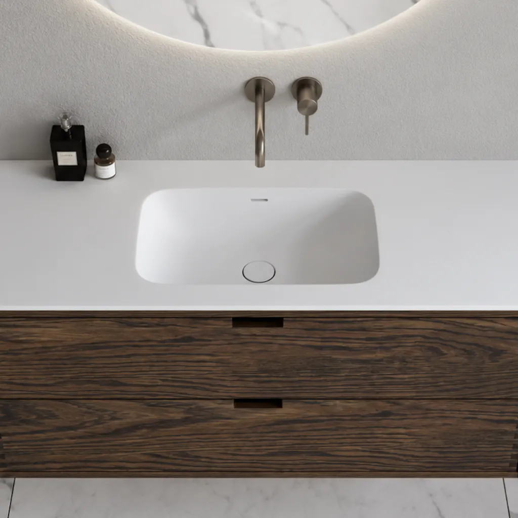 CPH Tapwork Soft 140 - MKIII, Fingergängade skåp i rökt ek inkl. mattvit SolidTec® diskho