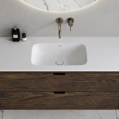 CPH Tapwork Soft 140 - MKIII, Fingergängade skåp i rökt ek inkl. mattvit SolidTec® diskho