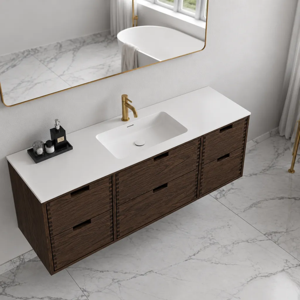 CPH Tapwork Soft 140 - MKIII, Fingergängade skåp i rökt ek inkl. mattvit SolidTec® diskho