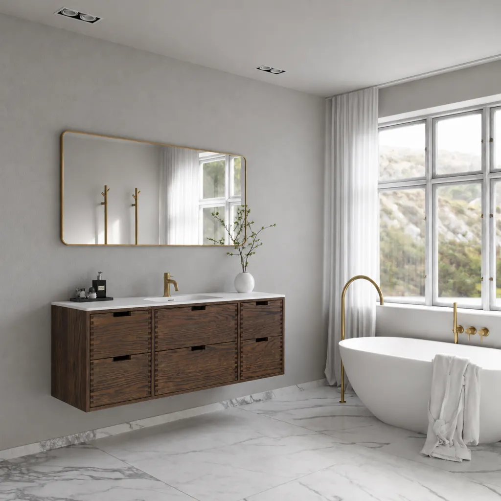 CPH Tapwork Soft 140 - MKIII, Fingergängade skåp i rökt ek inkl. mattvit SolidTec® diskho