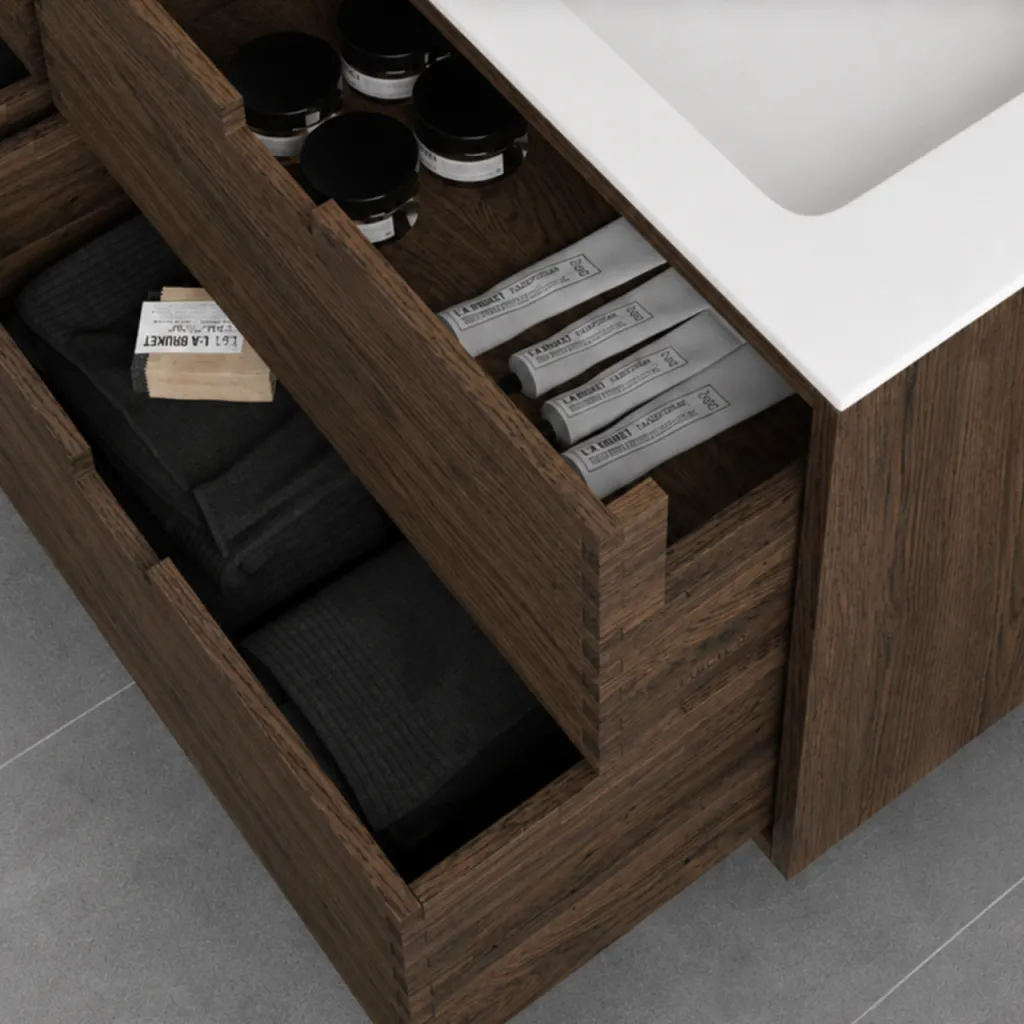 CPH Tapwork Soho 160R - MKIII, Fingergängade skåp i rökt ek inkl. mattvit SolidTec® diskho