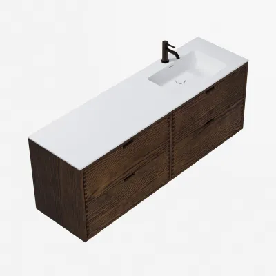 CPH Tapwork Soho 160R - MKIII, Fingergängade skåp i rökt ek inkl. mattvit SolidTec® diskho