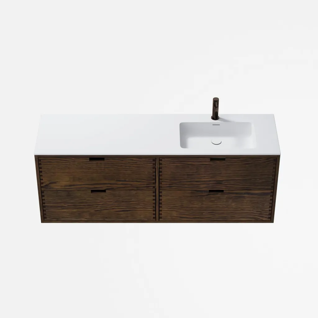 CPH Tapwork Soho 160R - MKIII, Fingergängade skåp i rökt ek inkl. mattvit SolidTec® diskho