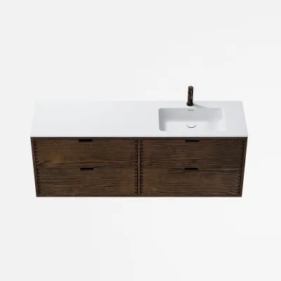CPH Tapwork Soho 160R - MKIII, Fingergängade skåp i rökt ek inkl. mattvit SolidTec® diskho