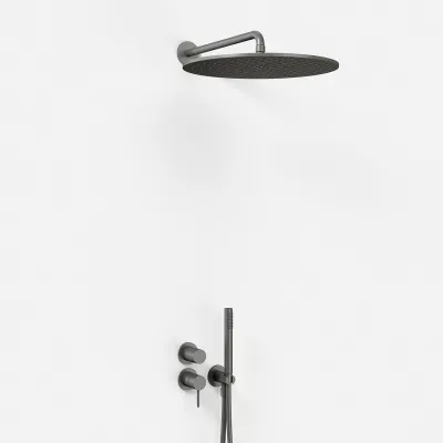Semplice SBR901 S13 - Duschset Rain DeLuxe Ø40, Väggmonterad, PVD Matt Gun Metal