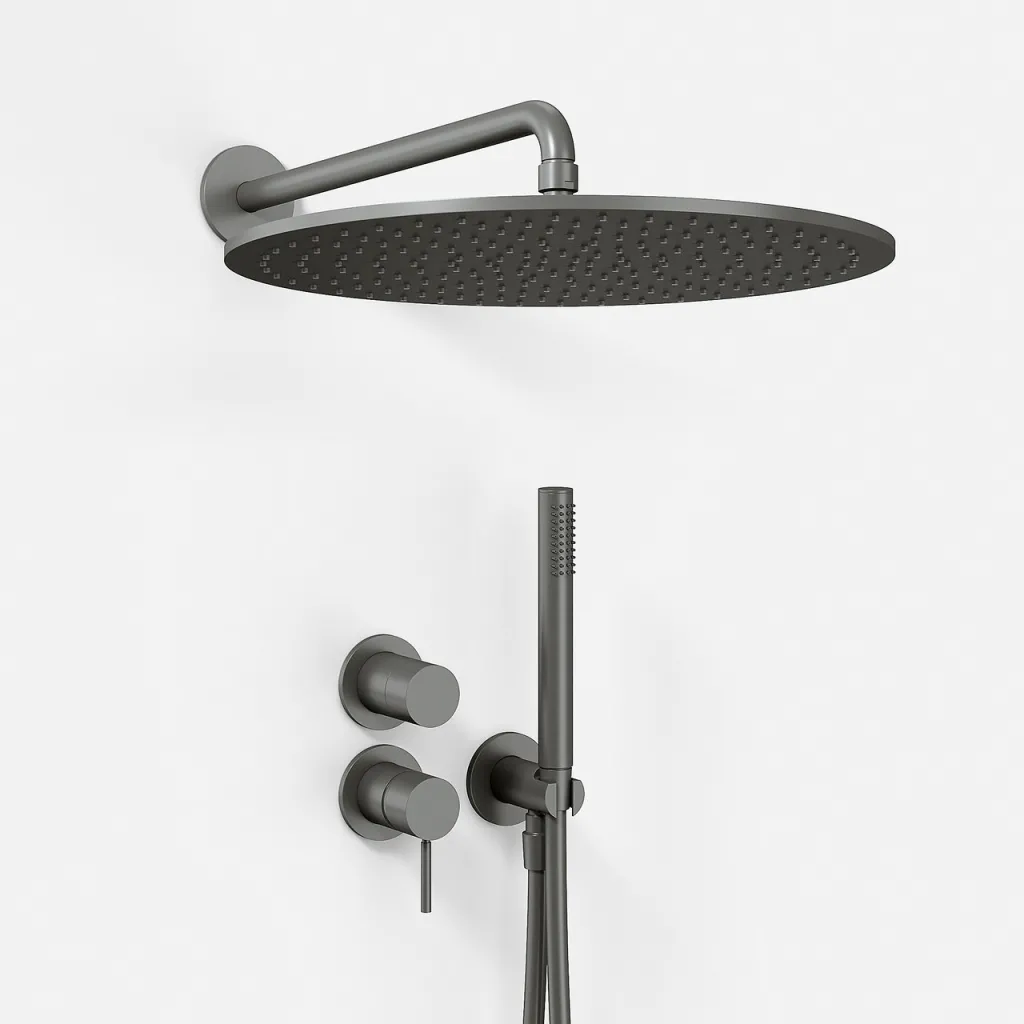 Semplice SBR901 S13 - Duschset Rain DeLuxe Ø40, Väggmonterad, PVD Matt Gun Metal
