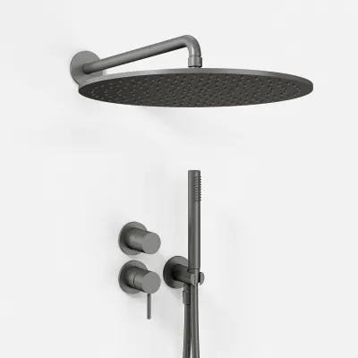 Semplice SBR901 S13 - Duschset Rain DeLuxe Ø40, Väggmonterad, PVD Matt Gun Metal