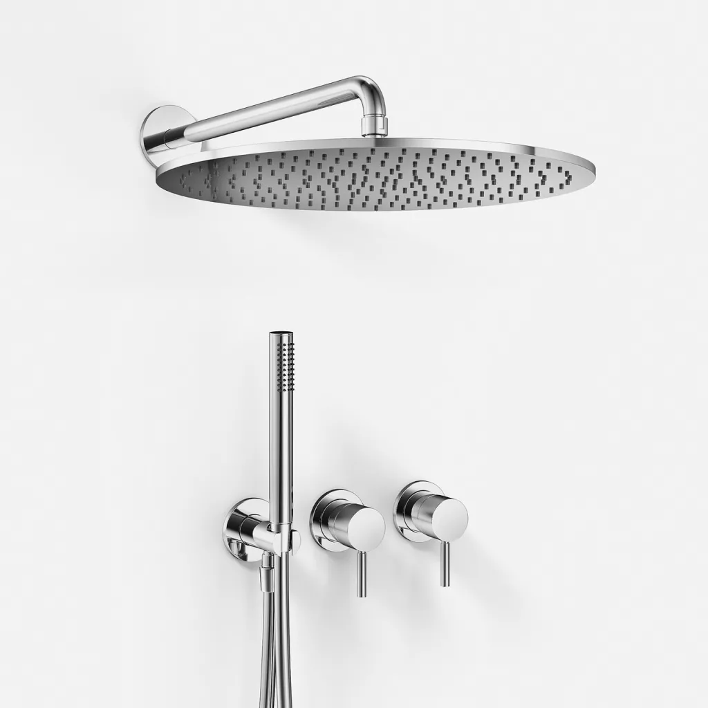 Semplice SBR801 S13 - Duschset Ø40 cm, Väggmonterad, Krom 