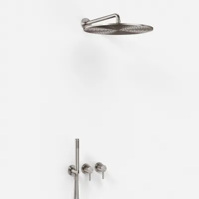 Semplice SBR801 S13 - Duschset Ø40 cm, Väggmonterad, PVD borstad stål