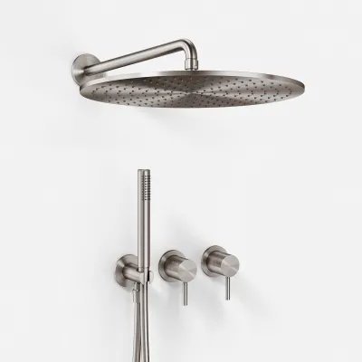 Semplice SBR801 S13 - Duschset Ø40 cm, Väggmonterad, PVD borstad stål