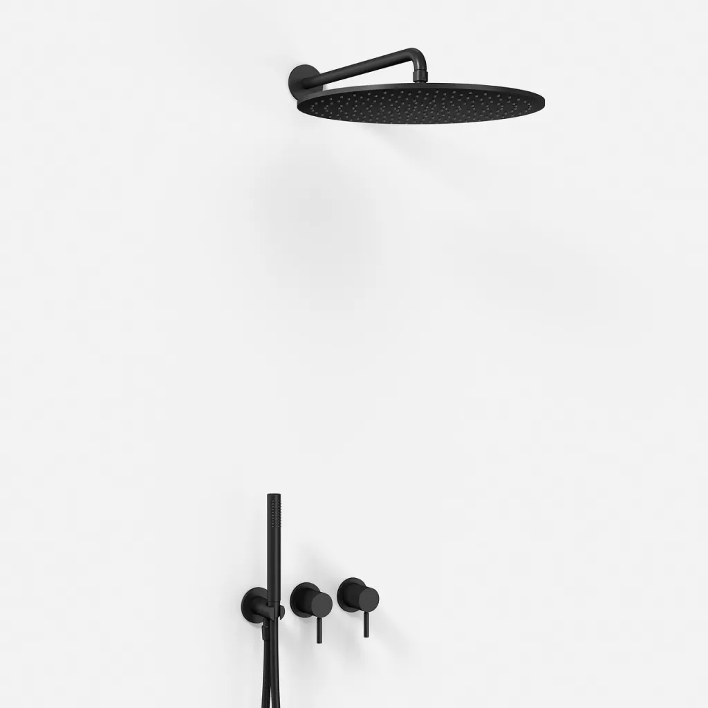 Semplice SBR801 S13 - Duschset Rain DeLuxe Ø40 cm, Väggmonterad, Mattsvart