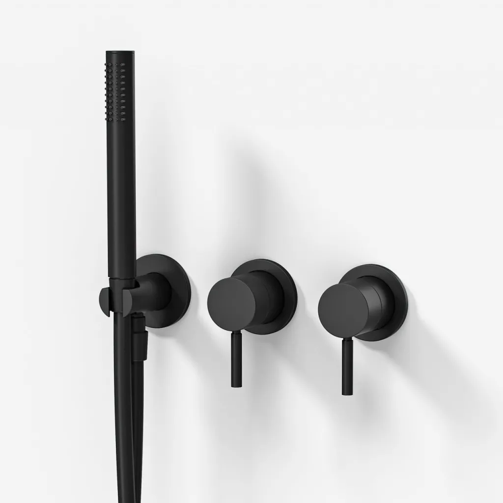 Semplice SBR801 S13 - Duschset Rain DeLuxe Ø40 cm, Väggmonterad, Mattsvart