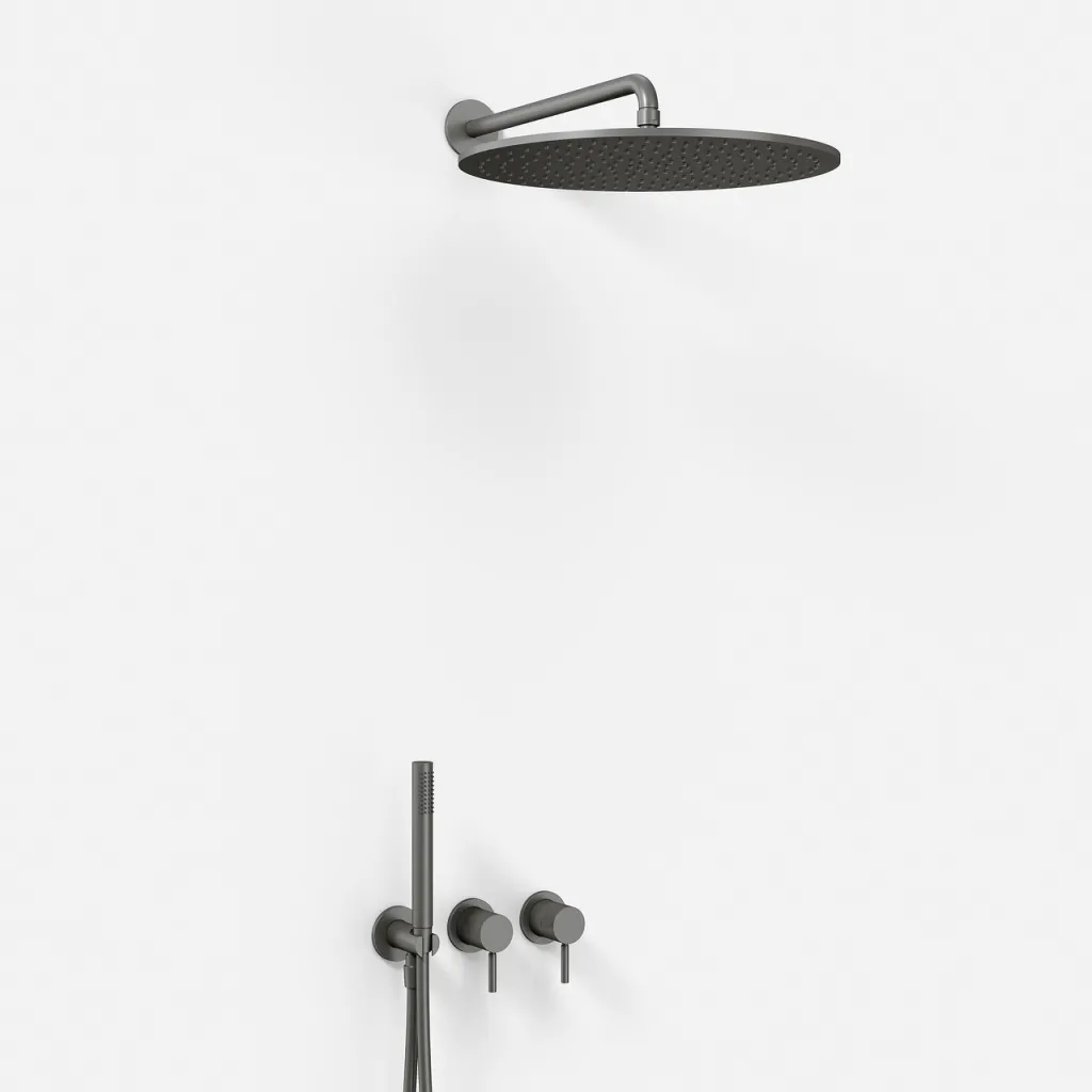 Semplice SBR801 S13 - Duschset Rain DeLuxe Ø40, Väggmonterad, PVD Matt Gun Metal