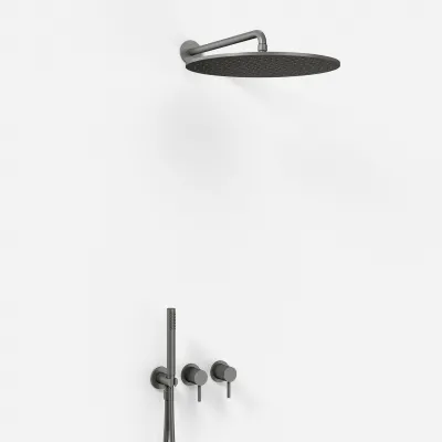 Semplice SBR801 S13 - Duschset Rain DeLuxe Ø40, Väggmonterad, PVD Matt Gun Metal