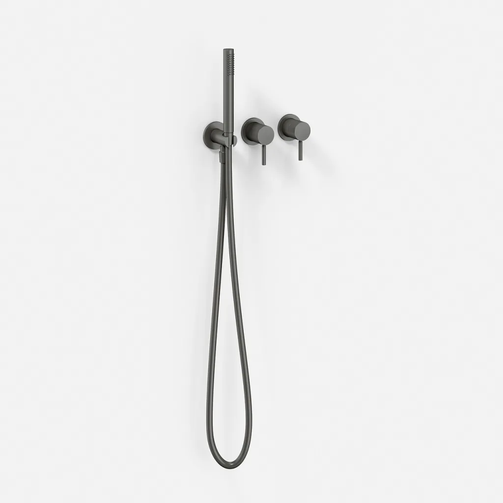Semplice SBR801 S13 - Duschset Rain DeLuxe Ø40, Väggmonterad, PVD Matt Gun Metal