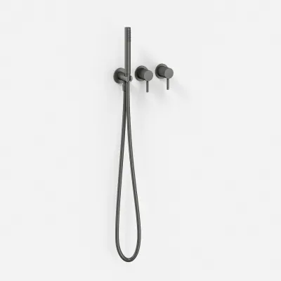 Semplice SBR801 S13 - Duschset Rain DeLuxe Ø40, Väggmonterad, PVD Matt Gun Metal