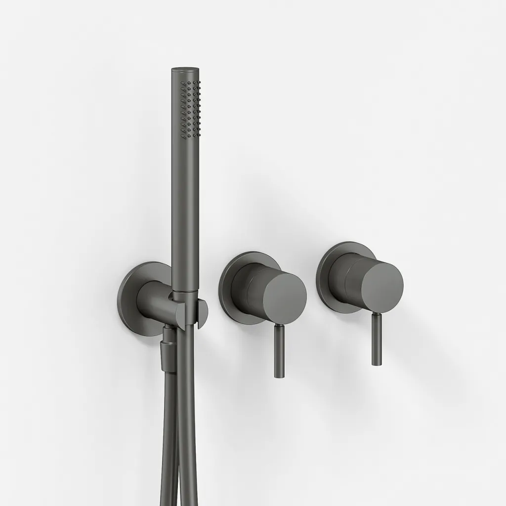Semplice SBR801 S13 - Duschset Rain DeLuxe Ø40, Väggmonterad, PVD Matt Gun Metal