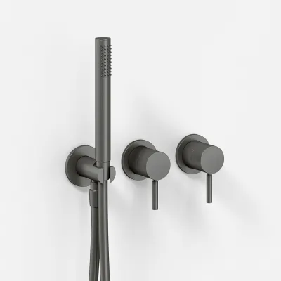 Semplice SBR801 S13 - Duschset Rain DeLuxe Ø40, Väggmonterad, PVD Matt Gun Metal