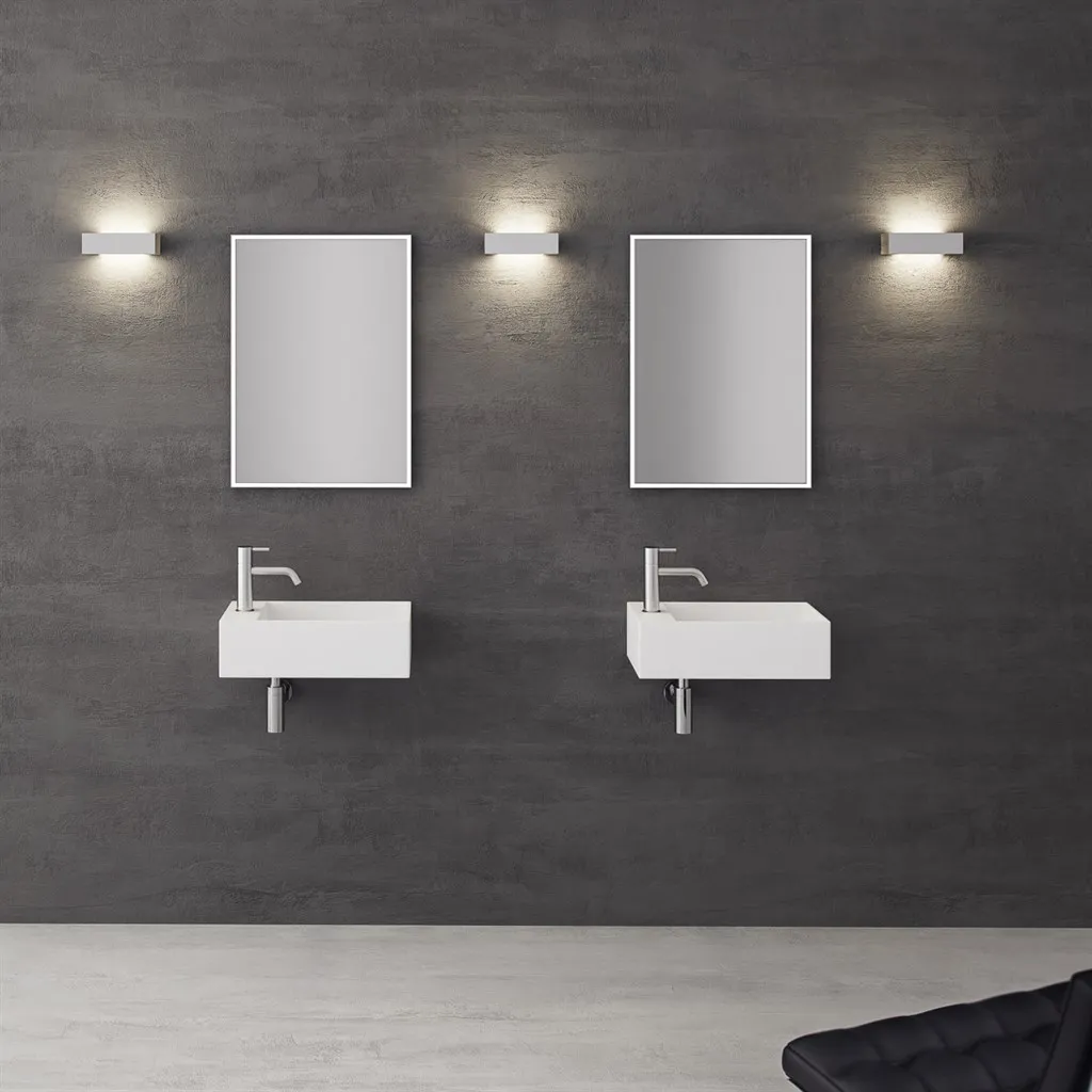 Kubo 50SR - 50x30, Handfat till höger, Matt White SolidTec®