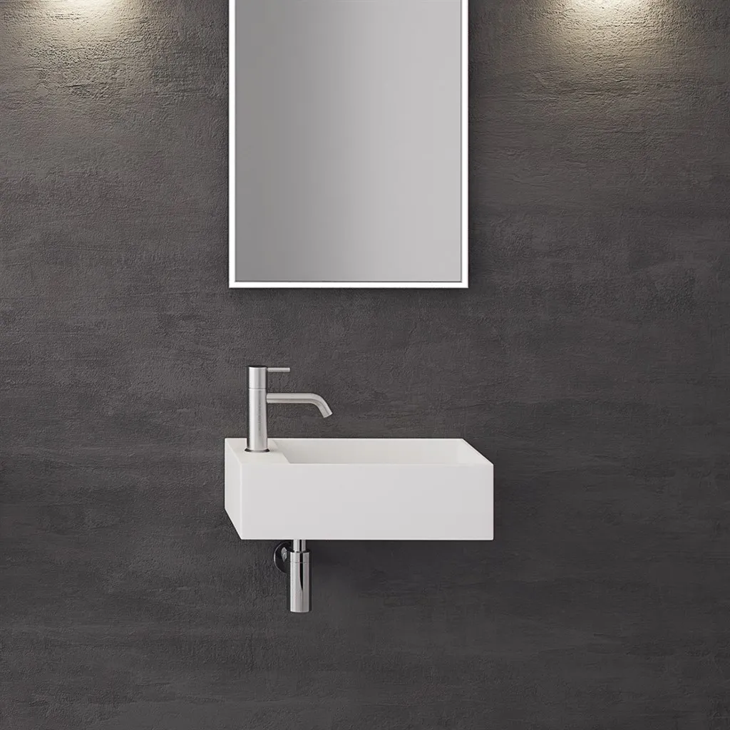 Kubo 50SR - 50x30, Handfat till höger, Matt White SolidTec®