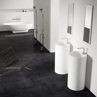 Space 45 - Ø45xh90 Sockeltvättställ, Matt Vit SolidTec®