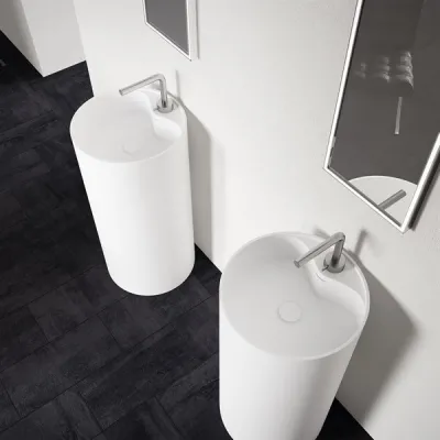 Space 45 - Ø45xh90 Sockeltvättställ, Matt Vit SolidTec®