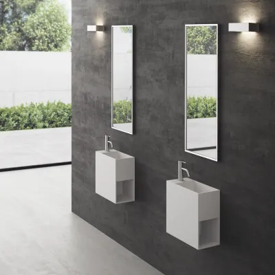 Block 40R - 40x20 tvättställ höger, Matt Vit SolidTec®