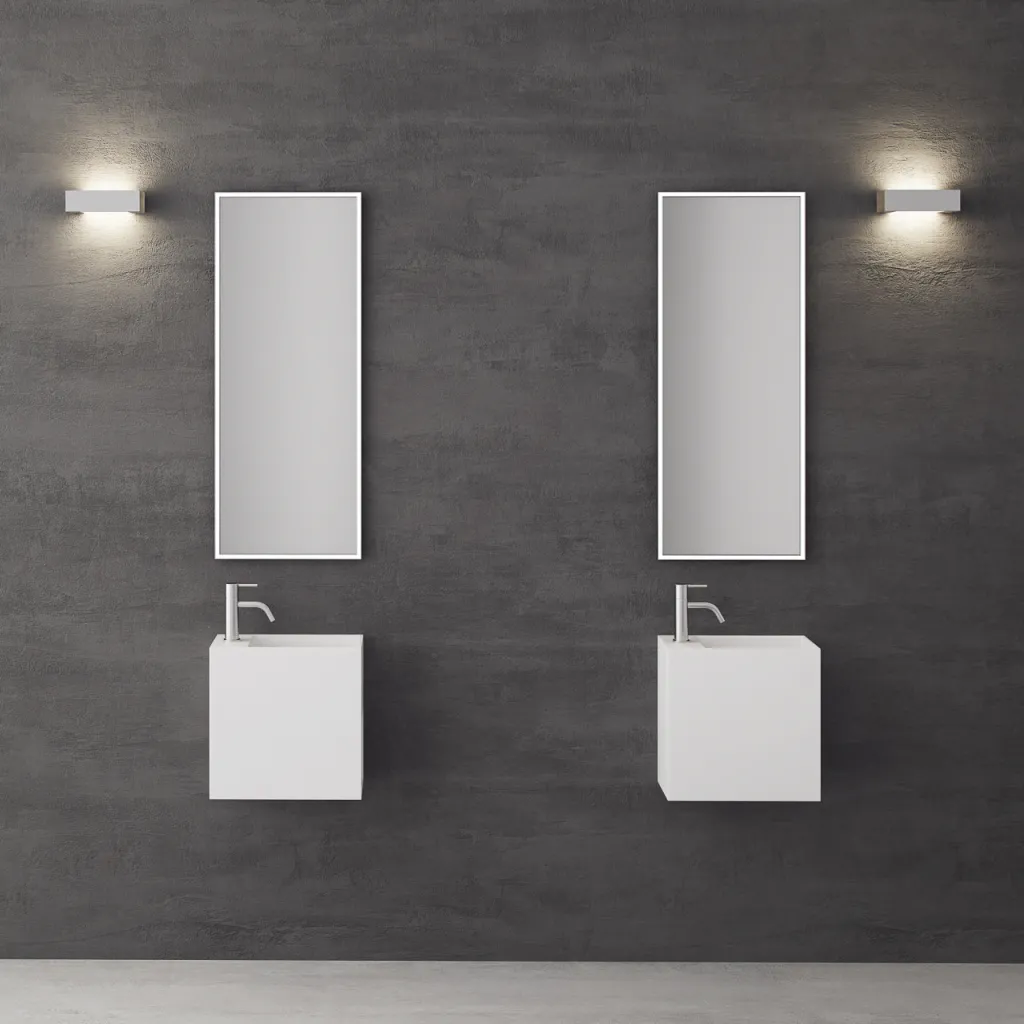 Block 40R - 40x20 tvättställ höger, Matt Vit SolidTec®