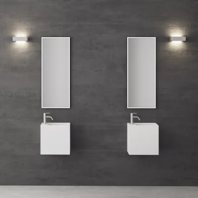 Block 40R - 40x20 tvättställ höger, Matt Vit SolidTec®