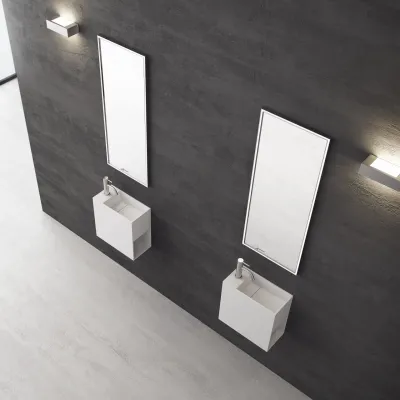 Block 40R - 40x20 tvättställ höger, Matt Vit SolidTec®