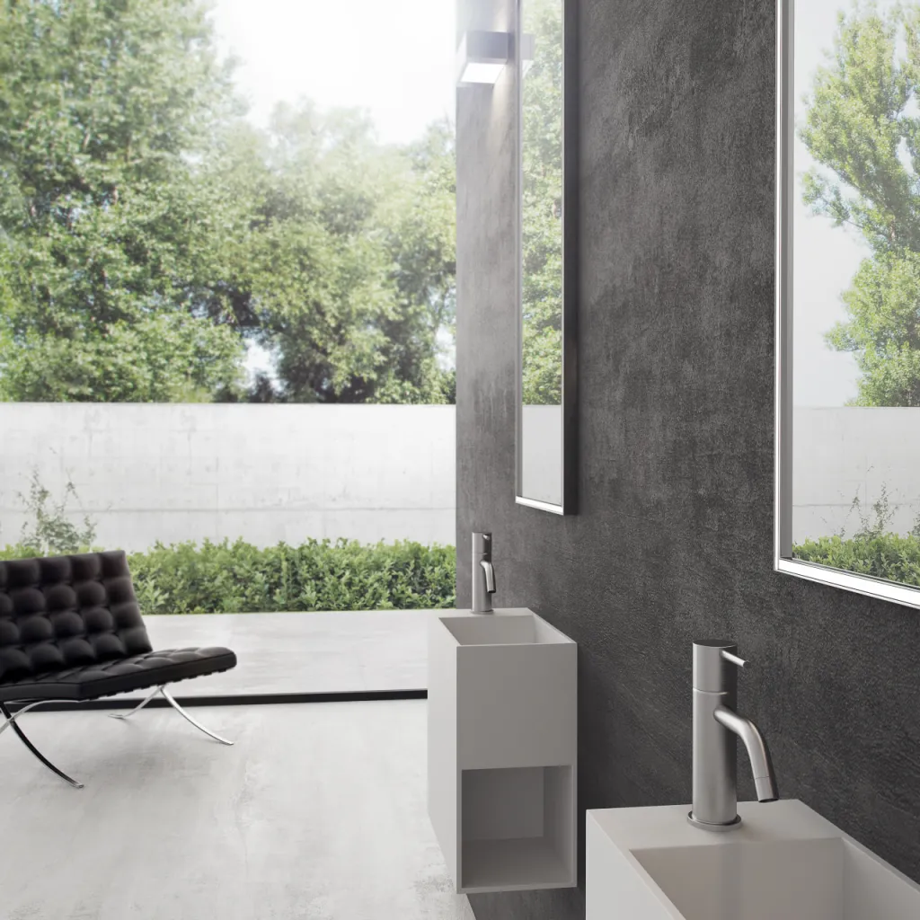 Block 40R - 40x20 tvättställ höger, Matt Vit SolidTec®